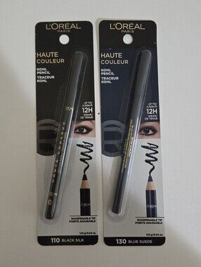 New L'Oreal Haute Couleur Kohl Eye Pencil - Black & Blue (2 Pencils)